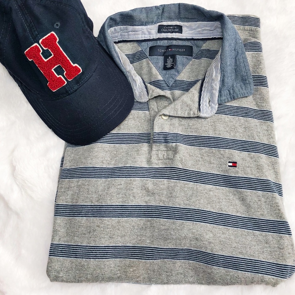 Tommy Hilfiger Striped Polo Shirt Sz XL